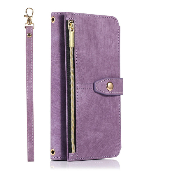 For Samsung Galaxy S21 5G Dream 9-Card Wallet Zipper Bag Leatherette Phone Case(Purple)