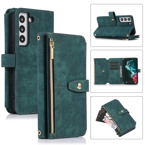 For Samsung Galaxy S21 5G Dream 9-Card Wallet Zipper Bag Leatherette Phone Case(Green)