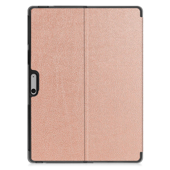 For Microsoft Surface Pro 9 Custer Pure Color Holder Leatherette Tablet Case(Rose Gold)
