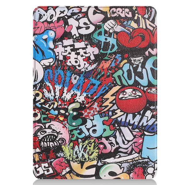For Microsoft Surface Pro 9 Custer Painted 3-Fold Holder Leatherette Tablet Case(Graffiti)