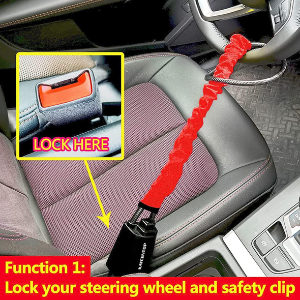 S308 Car Steering Wheel Wire Rope Lock Security Anti-theft Locks(Red)