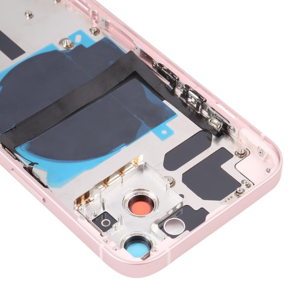 For iPhone 13 Battery Back Cover with Side Keys & Card Tray & Power + Volume Flex Cable & Wireless Charging Module(Pink)