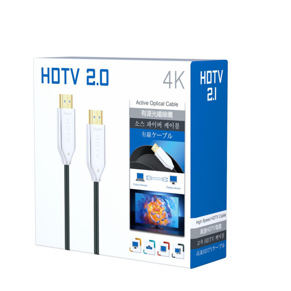 2.0 Version HDMI Fiber Optical Line 4K Ultra High Clear Line Monitor Connecting Cable, Length: 20m(White)