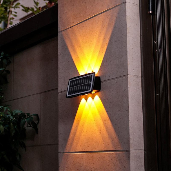 6LED Solar Wall Lamp Outdoor Waterproof Up And Down Double-headed Spotlights(Yellow Light)