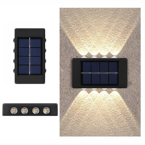 8LED NiMH Solar Wall Lamp Outdoor Waterproof Up And Down Double-headed Spotlights(Warm Light)