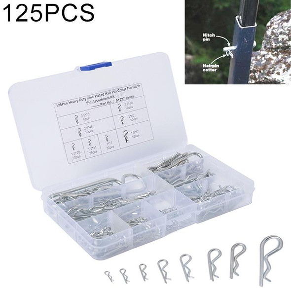 125 PCS Heavy Duty Zinc Plated Cotter R Tractor Clip Pin for Car / Boat / Garages