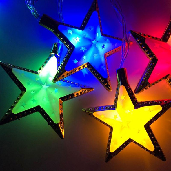 1.65m 10 Lights Battery Model LED Star Moon Light String Eid Al-Adha Decorative Pendant(Stars-Colorful)