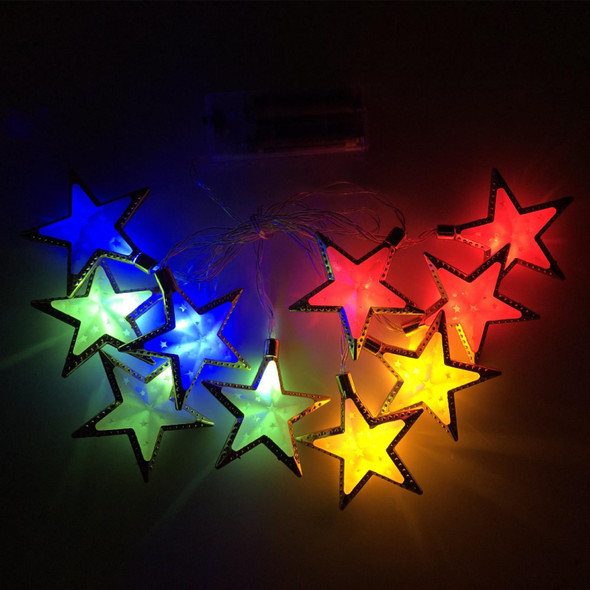 1.65m 10 Lights Battery Model LED Star Moon Light String Eid Al-Adha Decorative Pendant(Stars-Colorful)