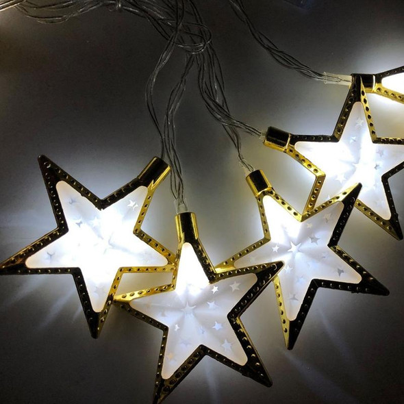 1.65m 10 Lights Battery Model LED Star Moon Light String Eid Al-Adha Decorative Pendant(Star-White)