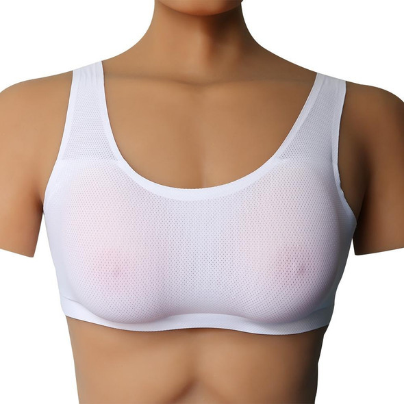 CD Crossdressing Silicone Fake Breast Vest Underwear, Size: E+XXXL 1400g(White+Fake Breast)