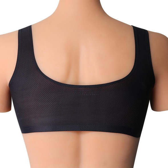 CD Crossdressing Silicone Fake Breast Vest Underwear, Size: DD+XXL 1200g(Black+Fake Breast)