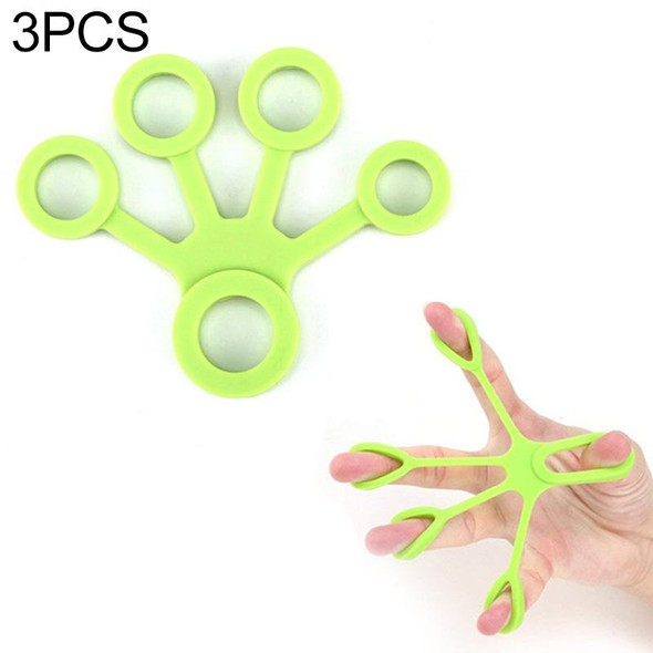 3 PCS Finger Trainer Silicone Finger Tensioner Five Finger Tension Ring(Light Green (6.6LB))