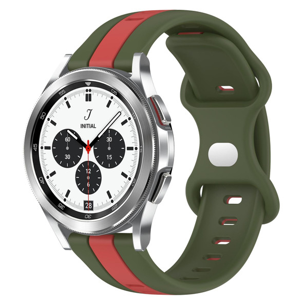 For Samsung  Galaxy Watch 4 Classic 42mm 20mm Butterfly Buckle Two-Color Silicone Watch Band(Red+Army Green)