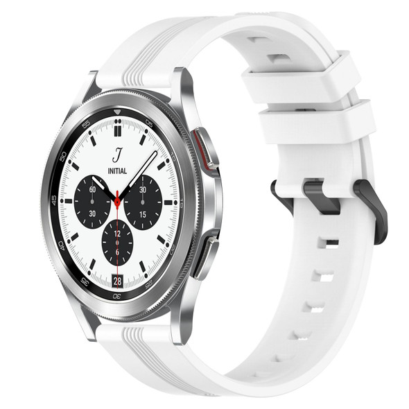 For Samsung  Galaxy Watch 4 Classic 42mm 20mm Concave Striped Slicone Watch Band(White)