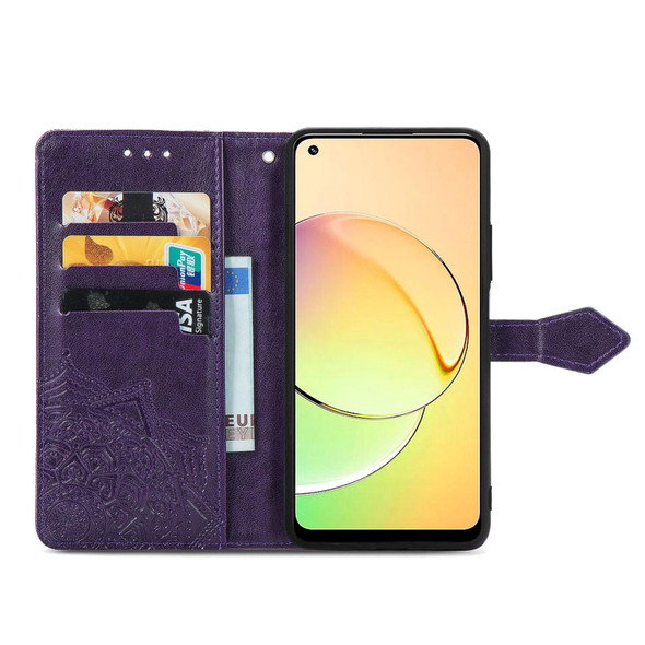 For Realme 10 4G Mandala Flower Embossed Leatherette Phone Case(Purple)