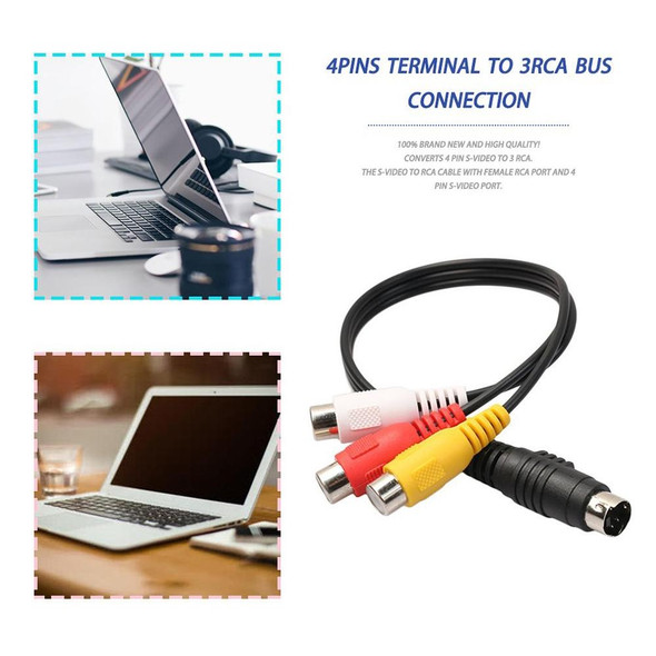 4-pin S-Video TV to RCA Converter AV female Cable Adapter, Length: 20cm