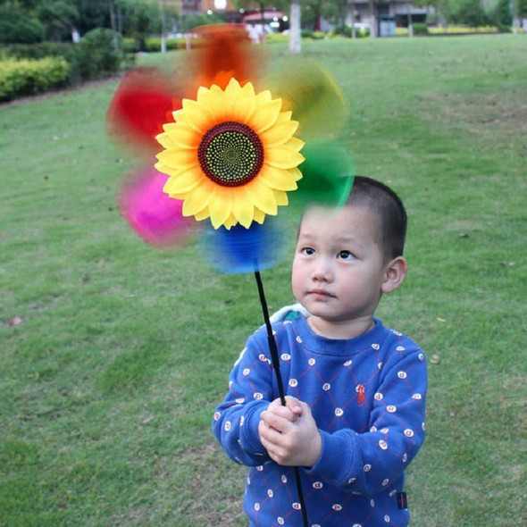 3 PCS Colorful Sequins Sunflower Rotating Windmill Garden Decoration