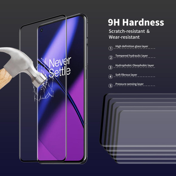 For OnePlus 11 5pcs ENKAY Hat-Prince 3D Hot Bending Explosion-proof Full Glue Tempered Glass Film