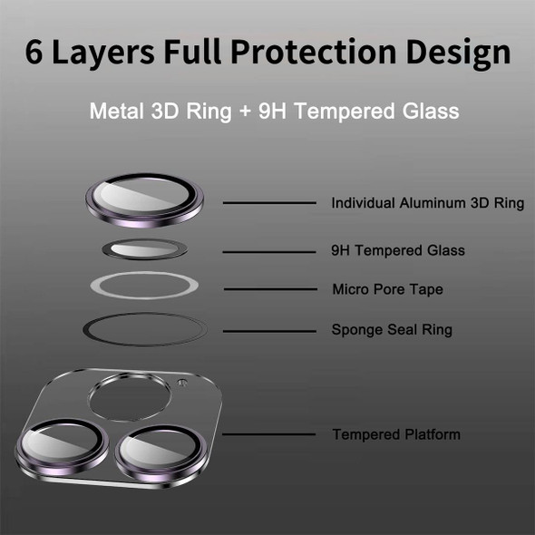 For iPhone 14 Pro / 14 Pro Max ENKAY Hat-Prince 9H Rear Camera Lens Tempered Glass Aluminium Alloy Film(Silver)