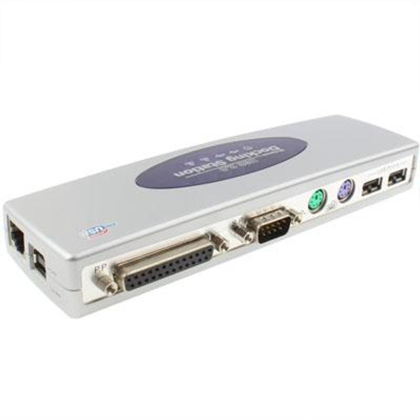 Hi-speed USB 2.0 Docking Station with 8 Ports (2xUSB 2.0 + PS2 Mouse + PS2 Keyboard + RS232 + DB25 + LAN + Upstream),Silver(Silver)