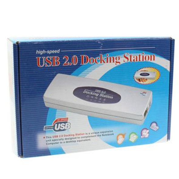 Hi-speed USB 2.0 Docking Station with 8 Ports (2xUSB 2.0 + PS2 Mouse + PS2 Keyboard + RS232 + DB25 + LAN + Upstream),Silver(Silver)