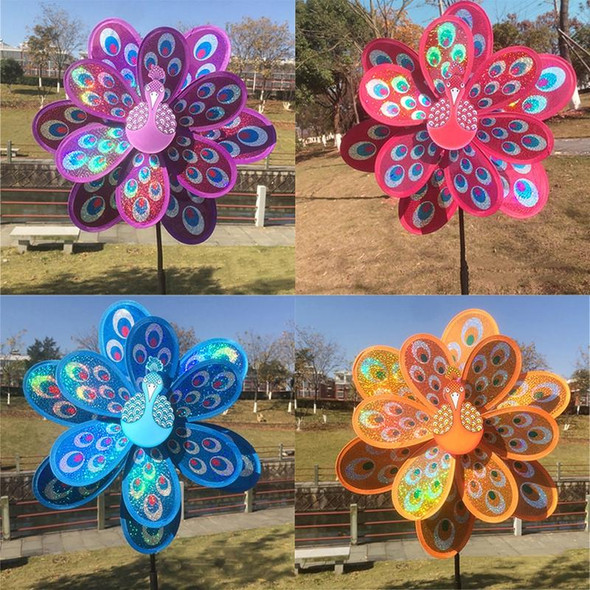 Outdoor Decoration Children Educational Toys Double Sequins Peacock Windmill, Random Color Delivery