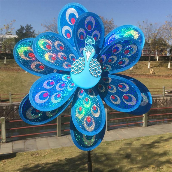 Outdoor Decoration Children Educational Toys Double Sequins Peacock Windmill, Random Color Delivery