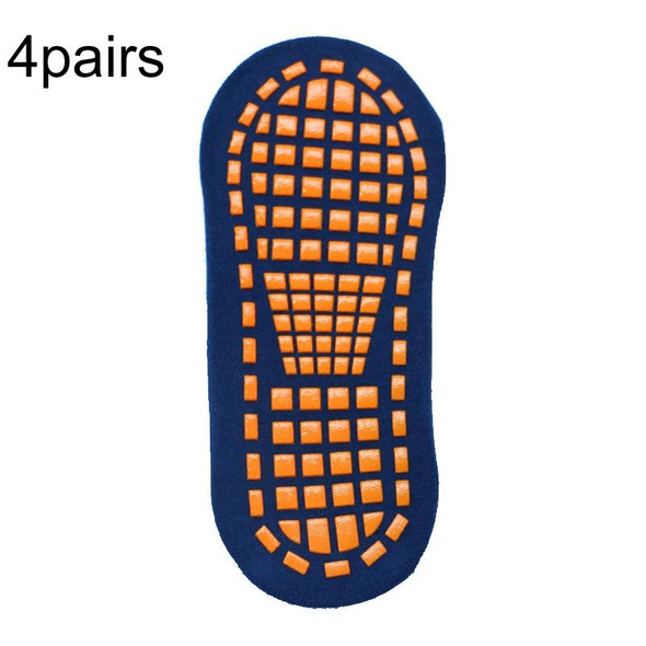 4pairs Trampoline Socks Dotted Rubber Non-slip Floor Socks Yoga Socks, Size:  1-5 Years Old(Navy Blue)