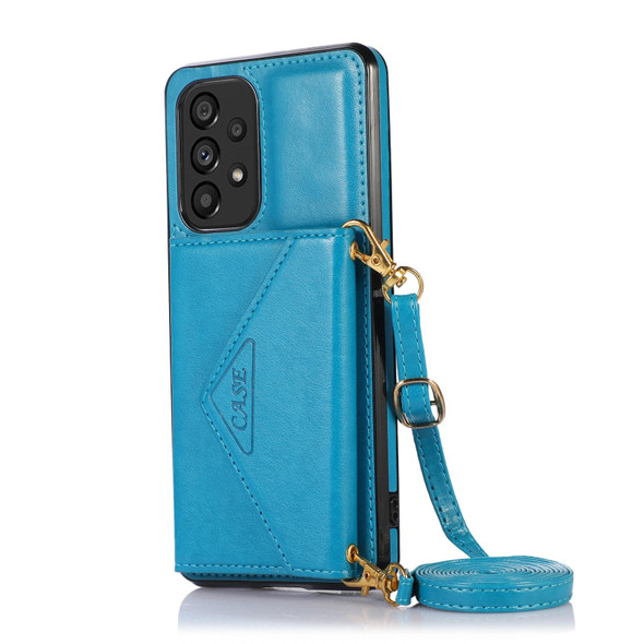 For Samsung Galaxy A33 5G Cross-body Wallet Card Bag Leatherette Phone Case(Blue)