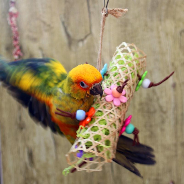 Creative Parrot Bird Bamboo Braided Bite Drawing Toy