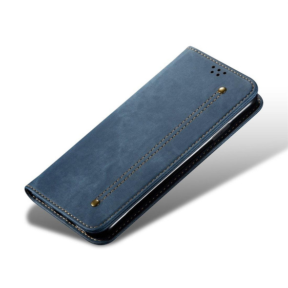 iPhone 6 Plus / 6s Plus Denim Texture Casual Style Horizontal Flip Leather Case with Holder & Card Slots & Wallet(Blue)