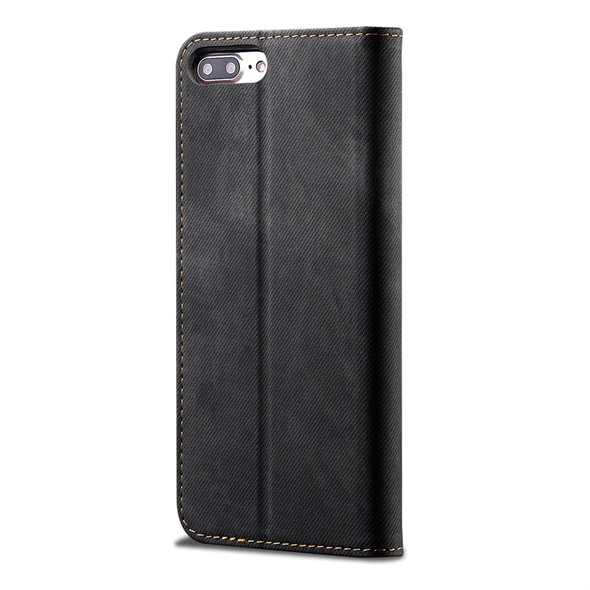 iPhone 6 Plus / 6s Plus Denim Texture Casual Style Horizontal Flip Leather Case with Holder & Card Slots & Wallet(Black)