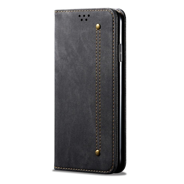 iPhone 6 / 6s Denim Texture Casual Style Horizontal Flip Leather Case with Holder & Card Slots & Wallet(Black)