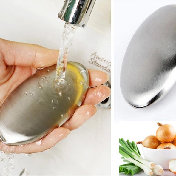 2 PCS Portable Cleaning Stainless Steel Oval Hand Soap Eliminating Odour Remover, Random Style Delivery
