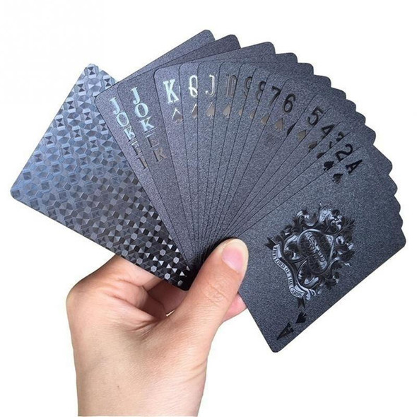 2 PCS Creative Gold Foil Poker Plastic Waterproof Playing Cards(Black)