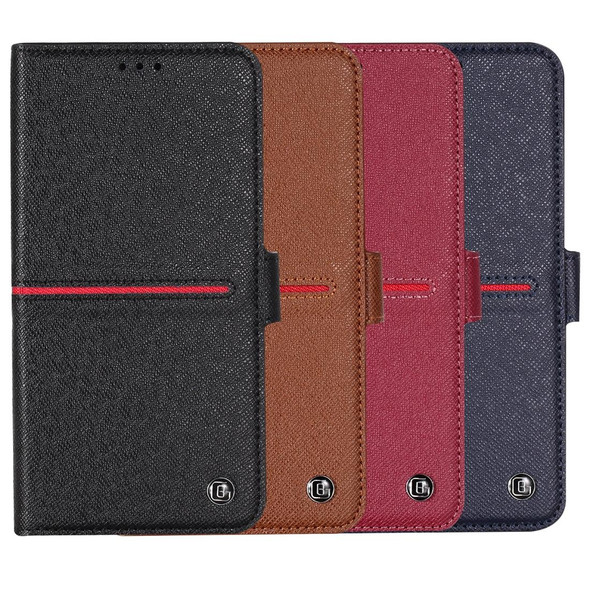 iPhone XR GEBEI Top-grain Leather Horizontal Flip Protective Case with Holder & Card Slots & Wallet & Photo Frame(Red Wine)