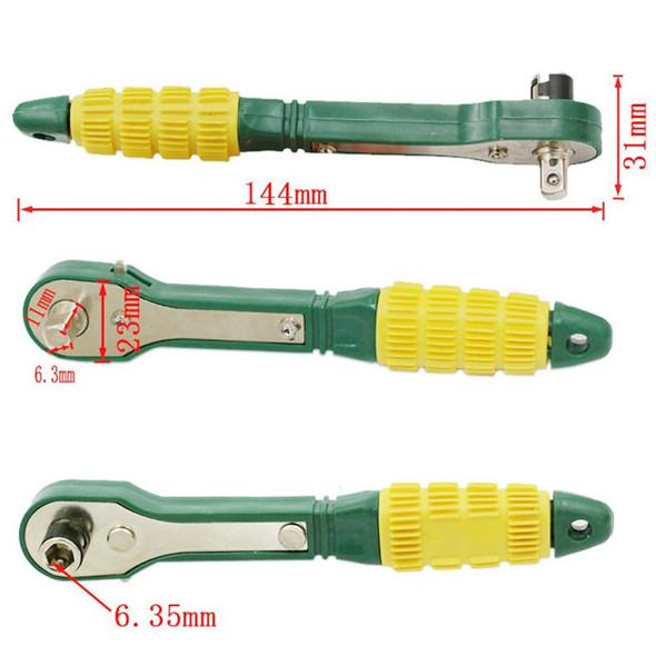 Yellow Green Mini Quick Ratchet Wrench
