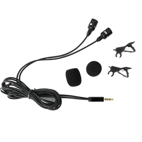 Wired Lavalier Microphone Condenser Double Head Microphone Two People Live Mobile Phone K Song Microphone, Specification: 515PU Bag(Black)