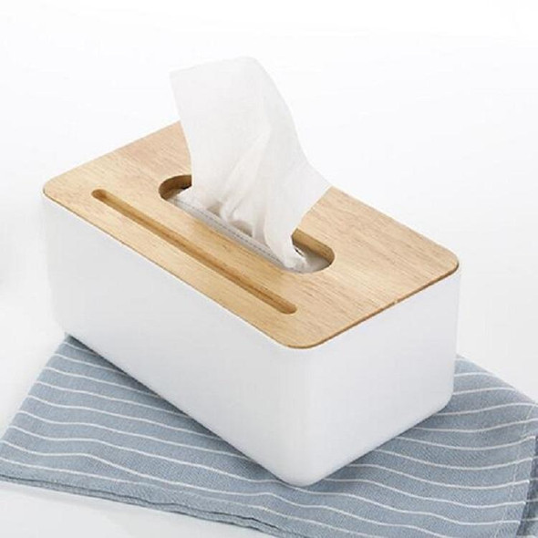 Grooved Drawer Box Home Living Room Tissue Box with Log Cover, Phone Holder Function(White)
