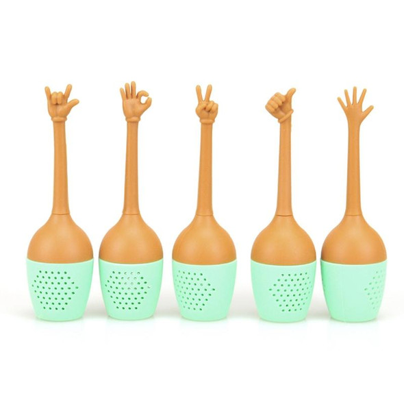 Funny Hand Gestures Tea Infuser Black Tea Strainer FDA Grade Silicone Loose Leaf Herbal Spice Holder Tea Brewing Tools (Excellent Gesture)