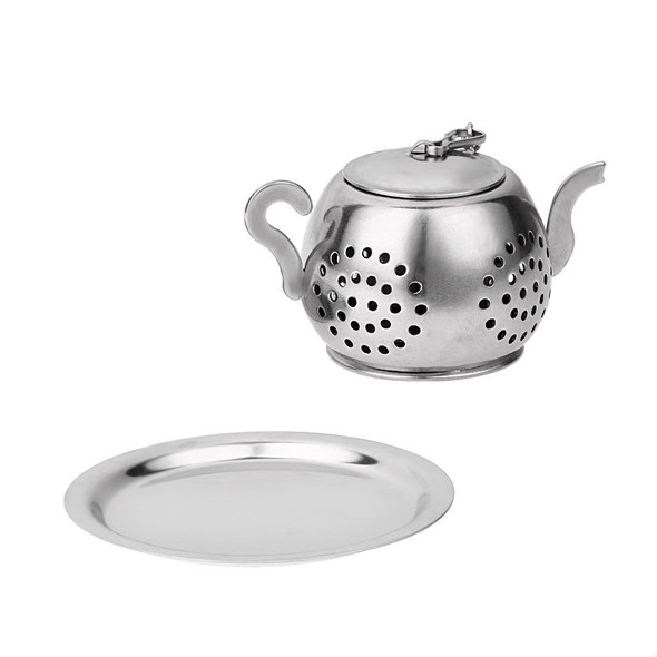 2 PCS Stainless Steel 304 Round Pot Tea Strainer Teapot-Shaped Tea Maker Tea Leak Filter Tea Ball(Stainless steel round teapot)