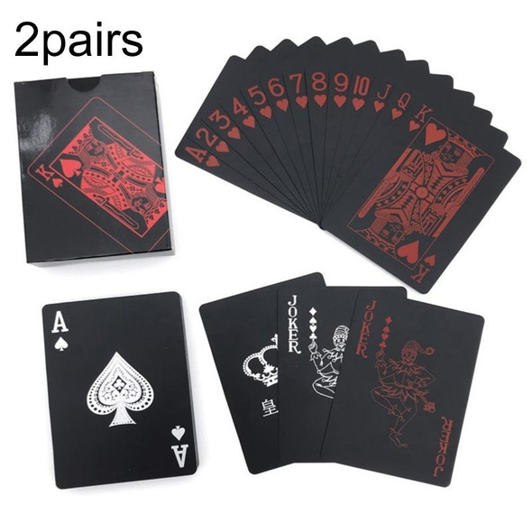 2pairs 54pcs Waterproof Plastic Poker Table Games Cards PVC Magic Playing Cards(Red)