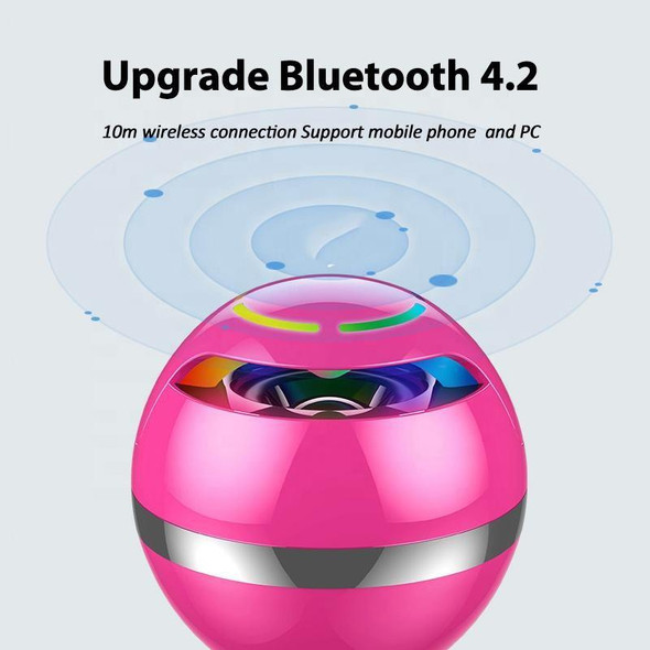 GS009 Bluetooth 4.2 Round Ball Small Speaker With Colorful Light Support TF Card / FM(Blue)