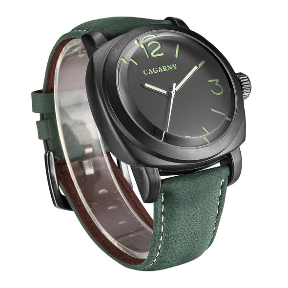 CAGARNY 6833 Fashionable Concise Three Needles Quartz Wrist Watch with Leatherette Band & 24-hour Indication & Calendar Function for Couples(Green Scale)