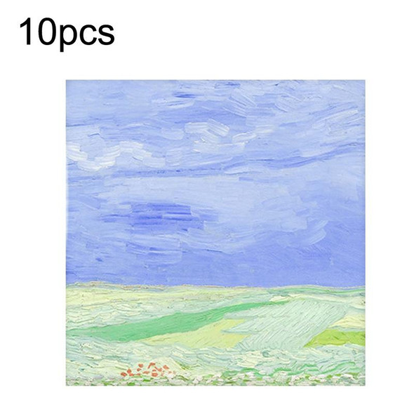 10pcs Vintage Painting Series Non-sticky Note Book Handbook Material Paper(Wheat Fields Under Thunderstorm)