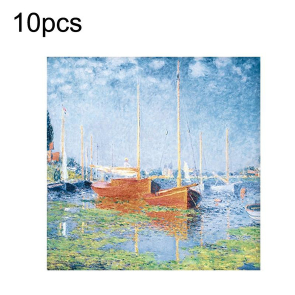 10pcs Vintage Painting Series Non-sticky Note Book Handbook Material Paper(Red Sailing Ship)