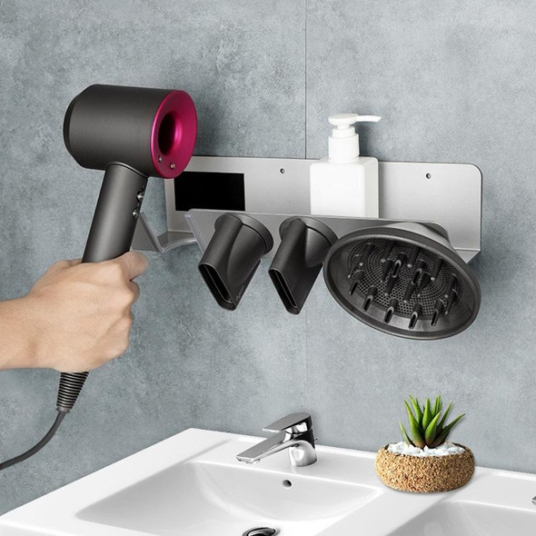 For Dyson Punch-free Wall-mounted Bathroom Hair Dryer Holder(Silver)