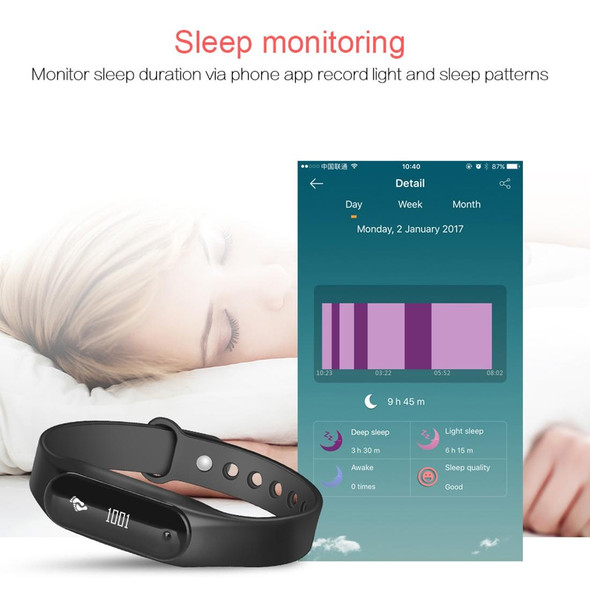 CHIGU C6 0.69 inch OLED Display Bluetooth Smart Bracelet, Support Heart Rate Monitor / Pedometer / Calls Remind / Sleep Monitor / Sedentary Reminder / Alarm / Anti-lost, Compatible with Android and iOS Phones (Black)