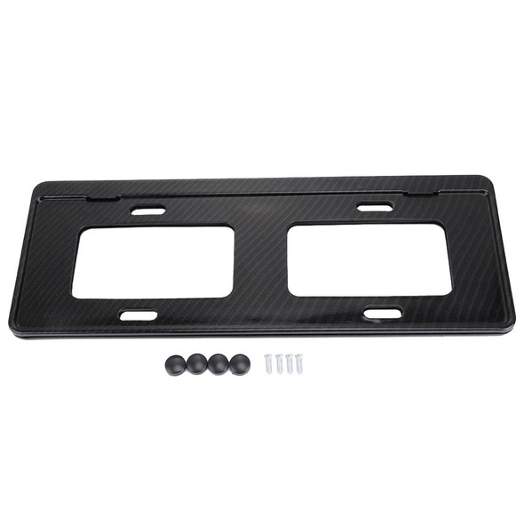 2 PCS Car License Plate Carbon Fiber Bracket Frame Holder Stand Mount(Black)