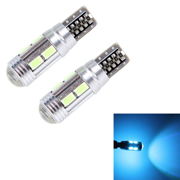 2PCS T10 6W Ice Blue Light 10 SMD 5630 LED Error-Free Canbus Car Clearance Lights Lamp, DC 12V